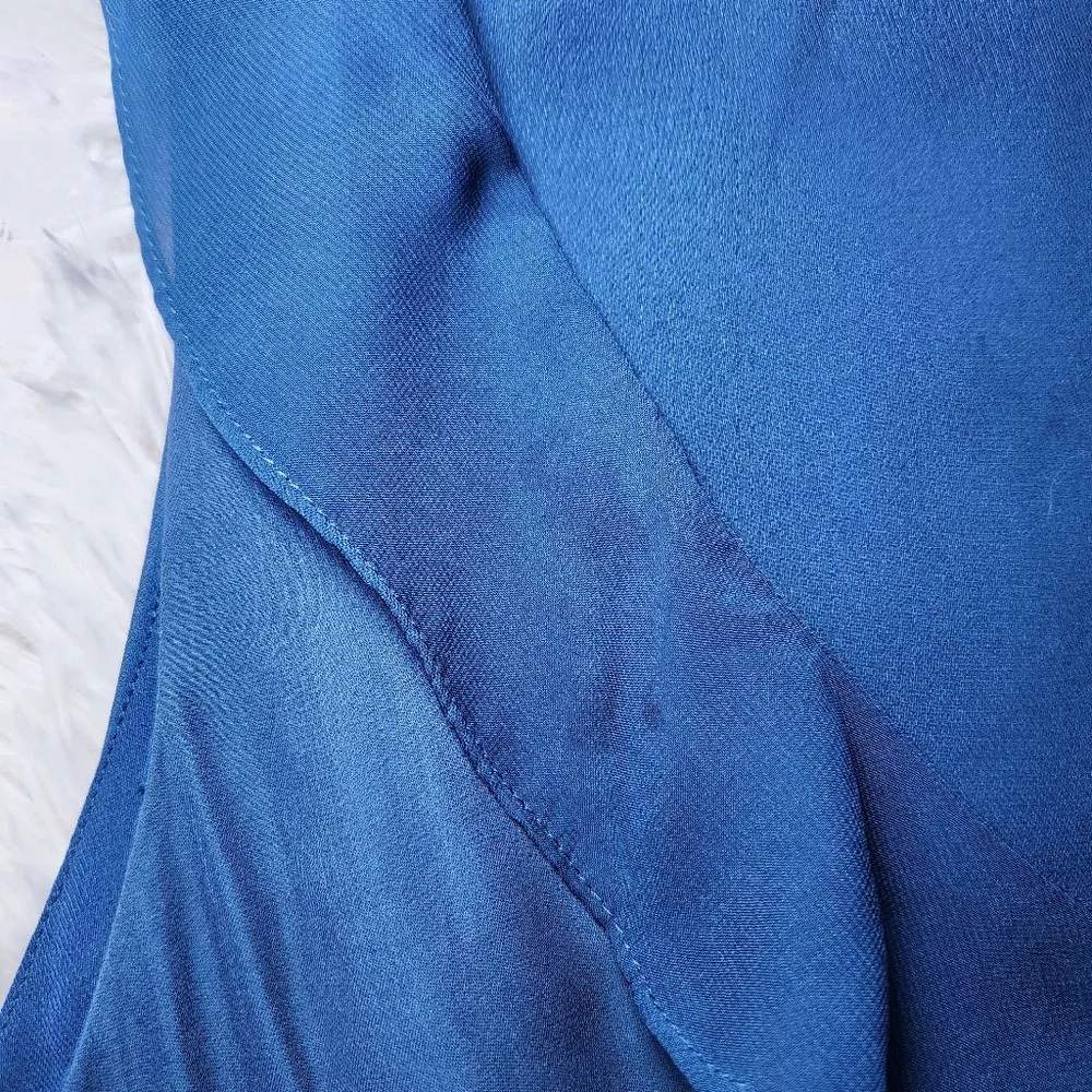 Parker Silk Blend V Neck Ruffle Mini Dress - Picture 11 of 13